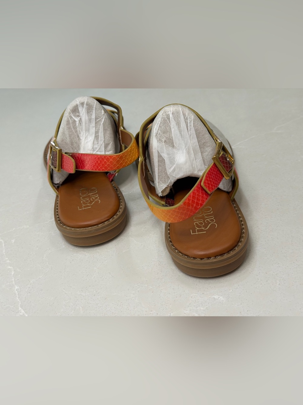 Franco Sarto Gabby Flat Sandal Multi Snake Print 9M Crisscross Strappy - Picture 4 of 12